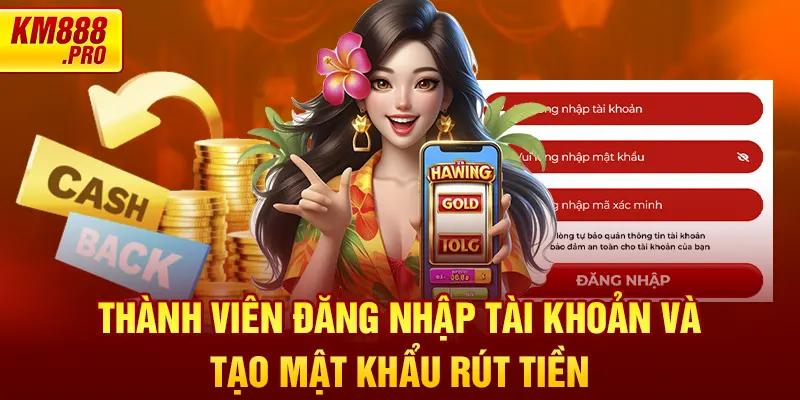 Thành viên đăng nhập tài khoản và tạo mật khẩu rút tiền